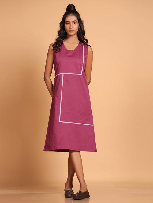 women solid sleeveless a-line dress - 21933476 - Standard Image - 0
