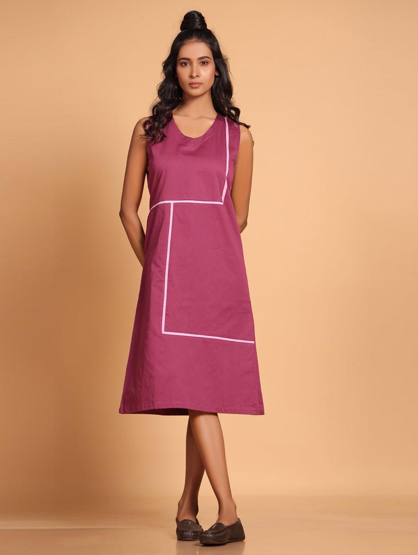 women solid sleeveless a-line dress - 21933476 - Zoom Image - 0