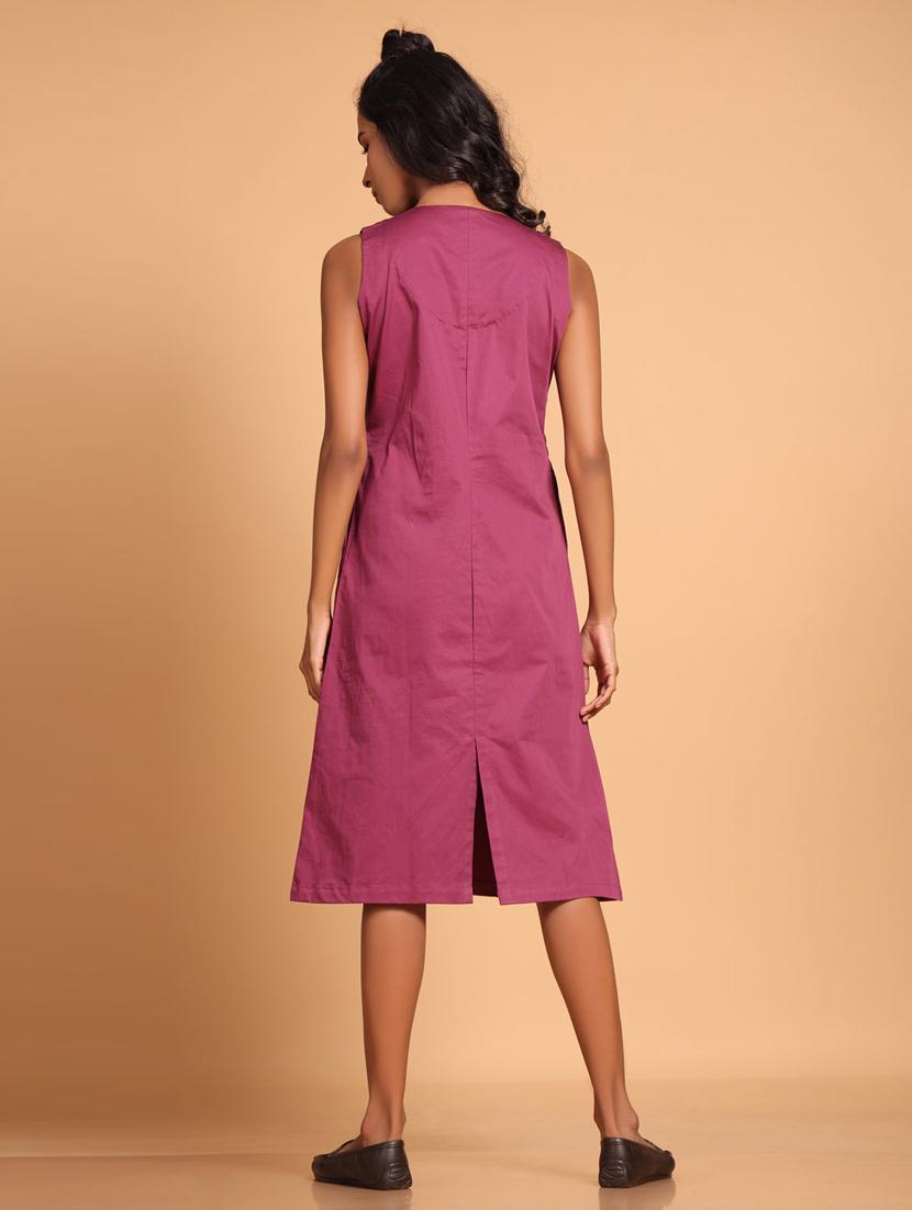 women solid sleeveless a-line dress - 21933476 - Standard Image - 2