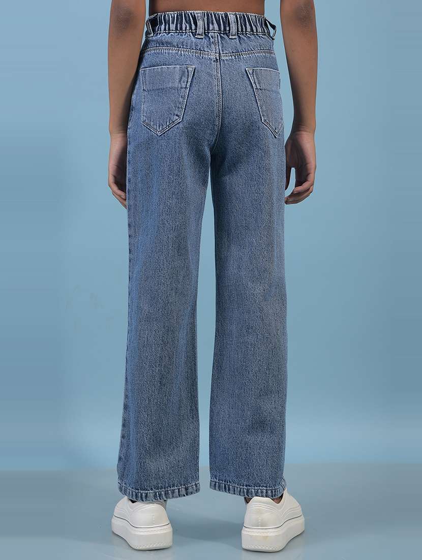 girls solid high rise straight fit jean - 21933574 -  Standard Image - 2