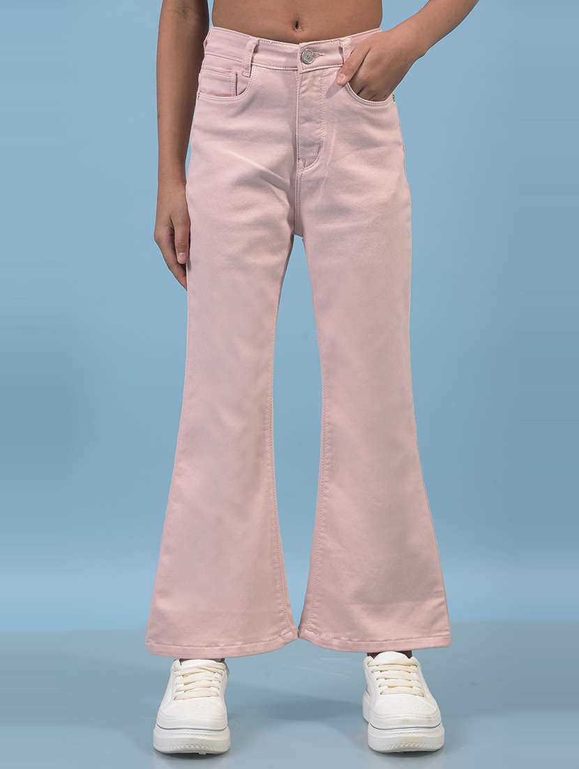 girls solid mid rise bootcut jean