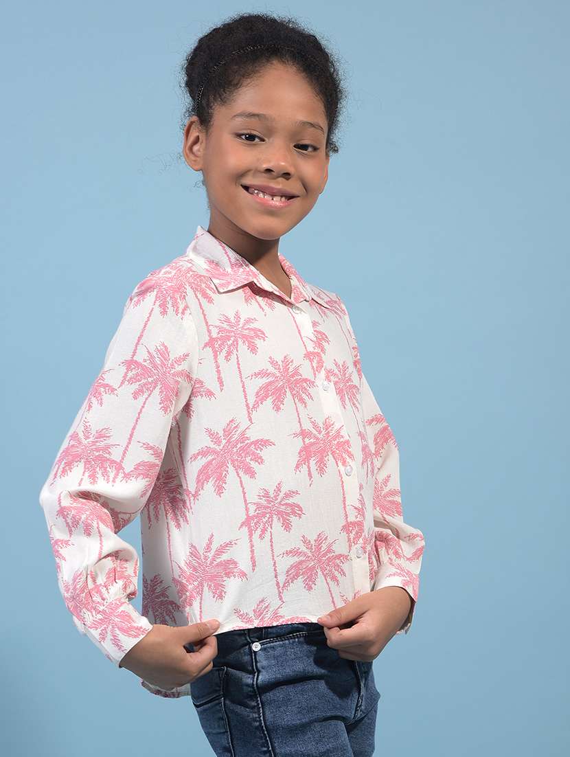 girls prnted collared long sleeve shirt - 21933584 - Standard Image - 2
