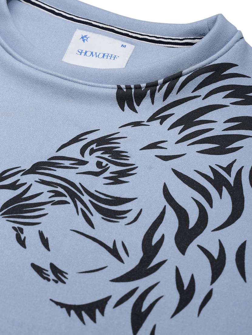 men light blue animal print round neck sweatshirt - 21933588 -  Standard Image - 2