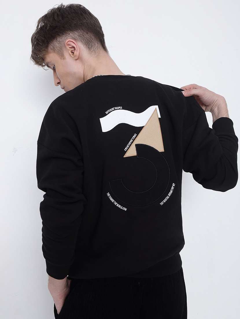 men black long sleeve regular fit sweatshirt