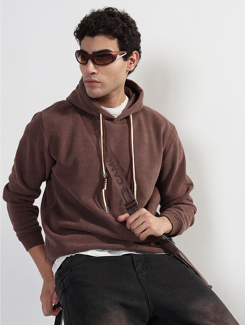 men solid long sleeve regular fit hooded sweatshirt - 21933616 -  Zoom Image - 0