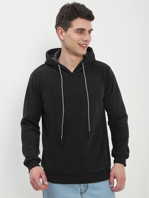 men solid long sleeve regular fit hooded sweatshirt - 21933617 - Standard Image - 0