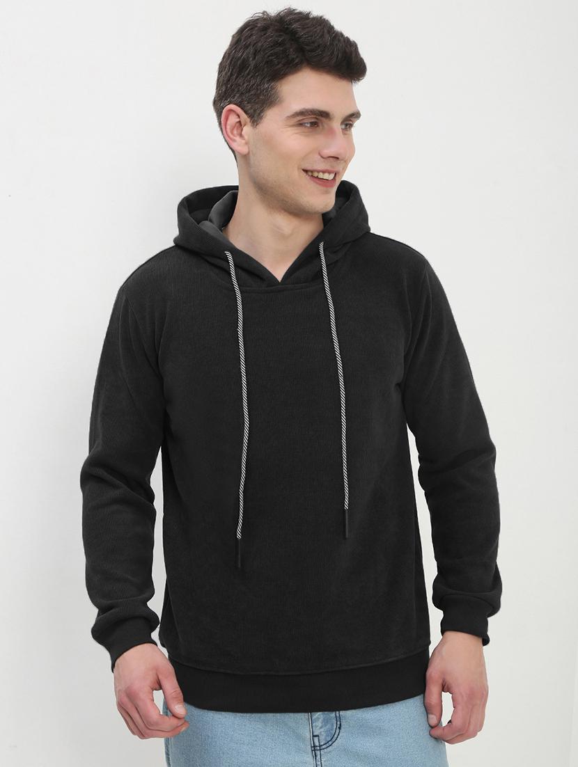 men solid long sleeve regular fit hooded sweatshirt - 21933617 - Zoom Image - 0