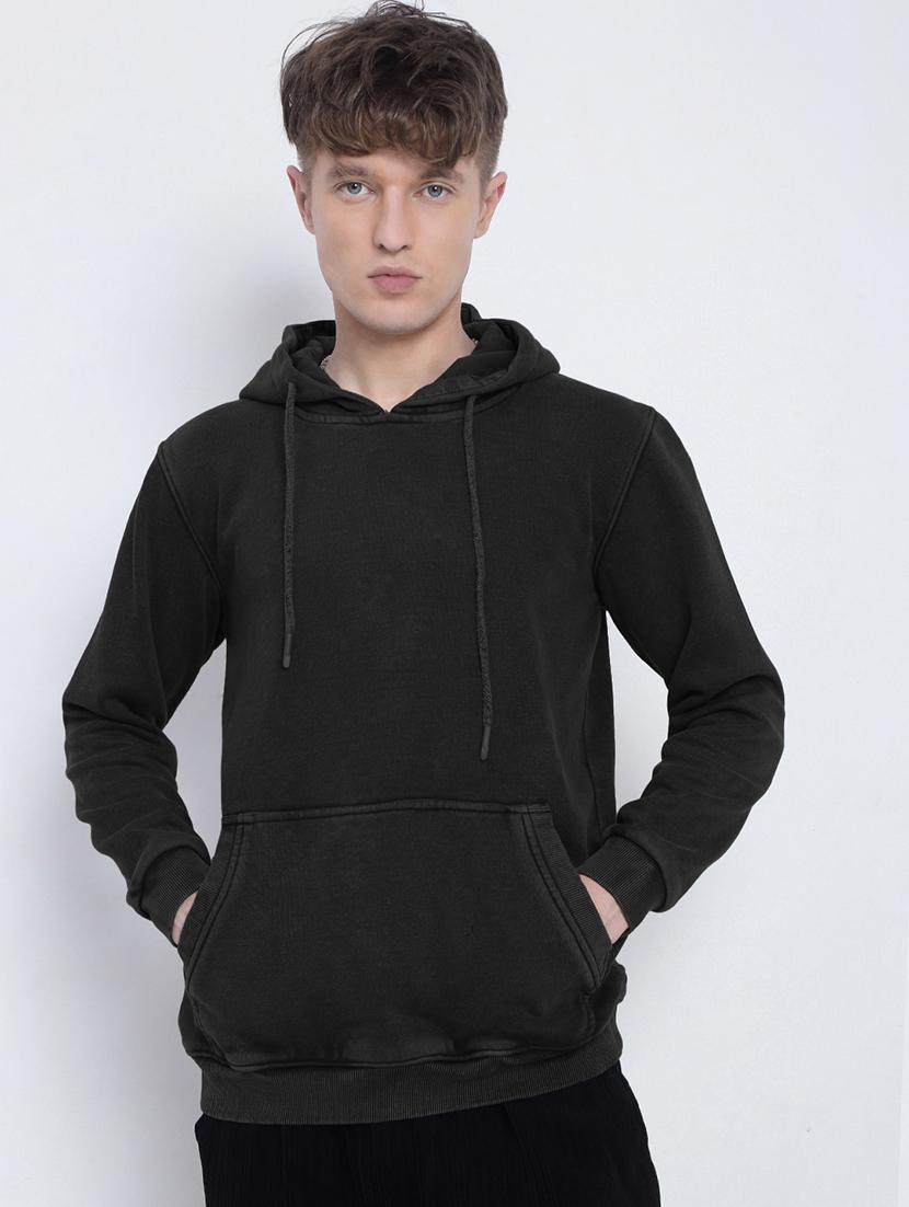 men solid long sleeve regular fit hooded sweatshirt - 21933619 - Zoom Image - 0