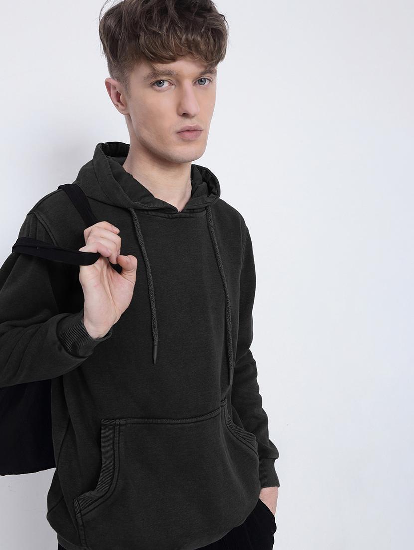 men solid long sleeve regular fit hooded sweatshirt - 21933619 - Standard Image - 2