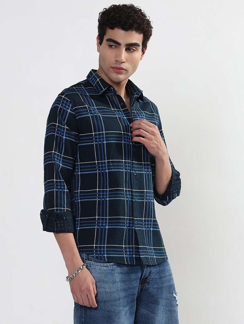 men checkered long sleeve regular fit casual shirt - 21933680 -  Standard Image - 2