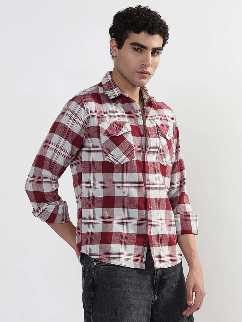 men checkered long sleeve regular fit casual shirt - 21933683 -  Standard Image - 2