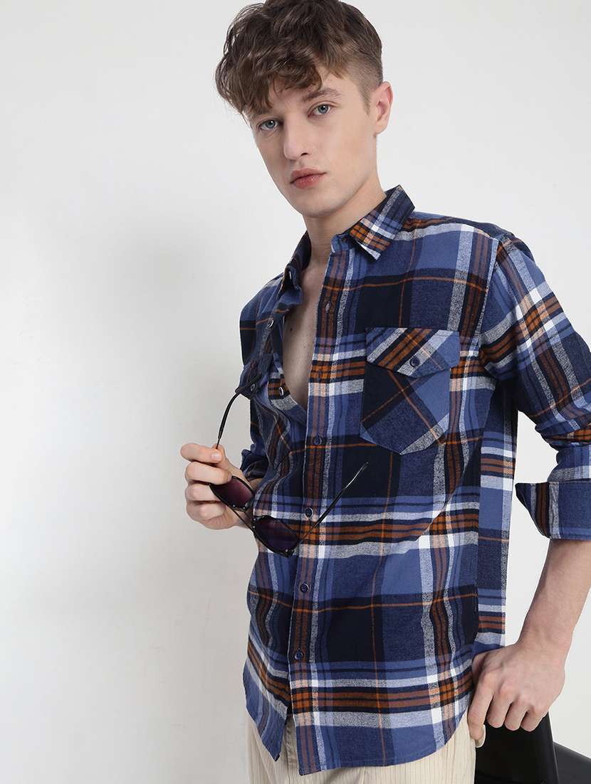 men checkered long sleeve regular fit casual shirt - 21933698 -  Zoom Image - 0
