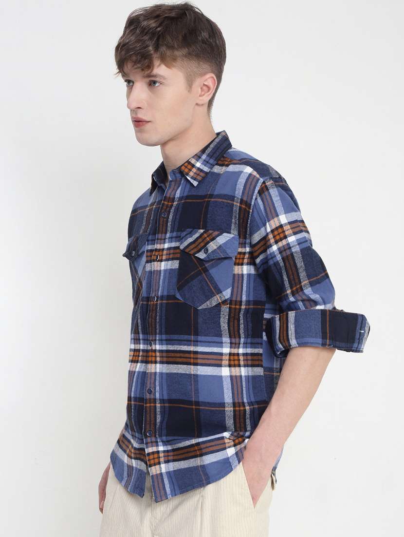 men checkered long sleeve regular fit casual shirt - 21933698 -  Standard Image - 2
