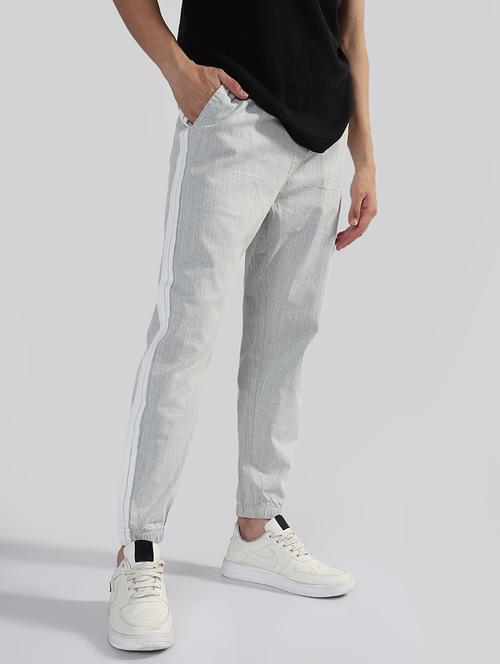 men grey side taped mid rise jogger - 21933712 - Standard Image - 0
