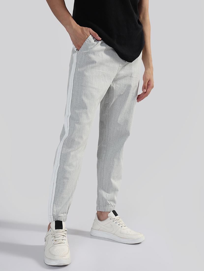 men grey side taped mid rise jogger - 21933712 - Zoom Image - 0