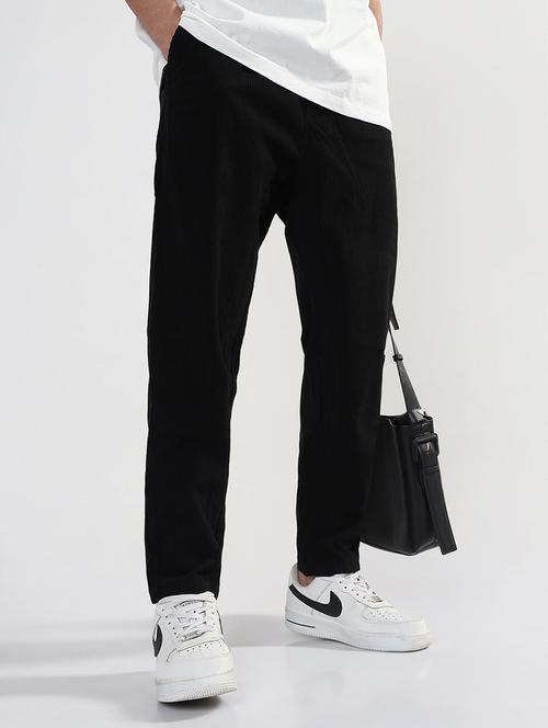 men black solid low rise full length trouser - 21933714 -  Standard Image - 0