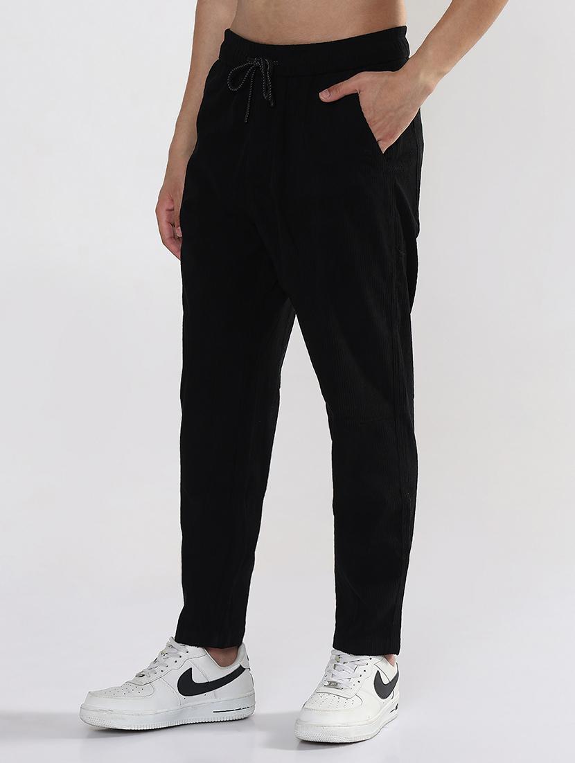 men black solid low rise full length trouser - 21933714 - Standard Image - 2