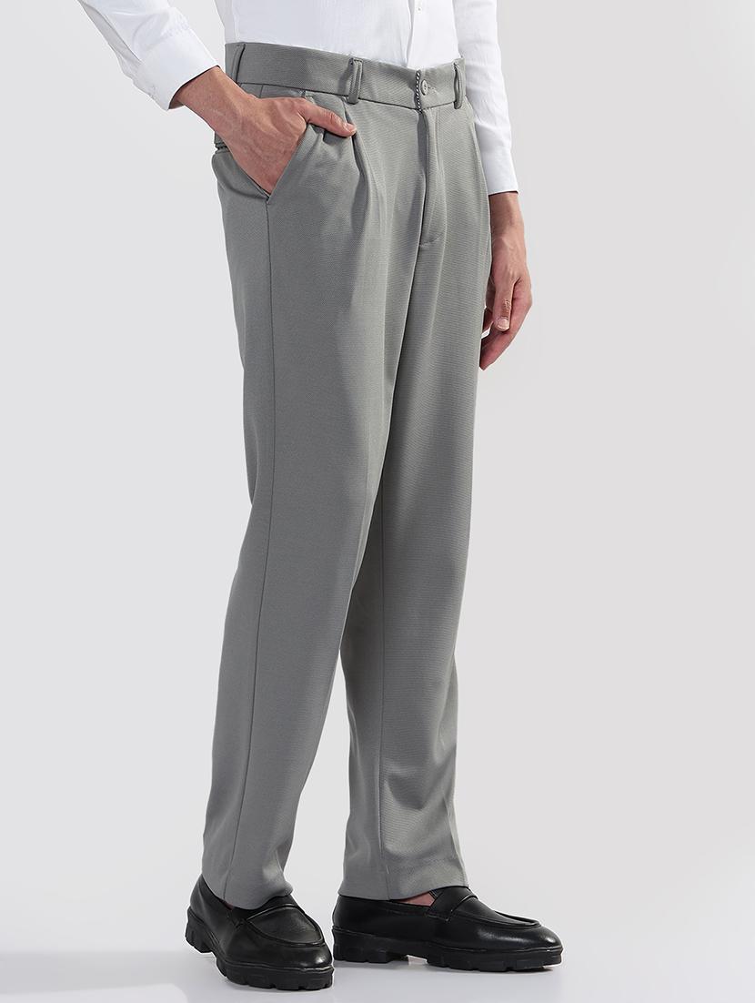 men grey solid mid rise pleated formal trouser - 21933719 - Standard Image - 2