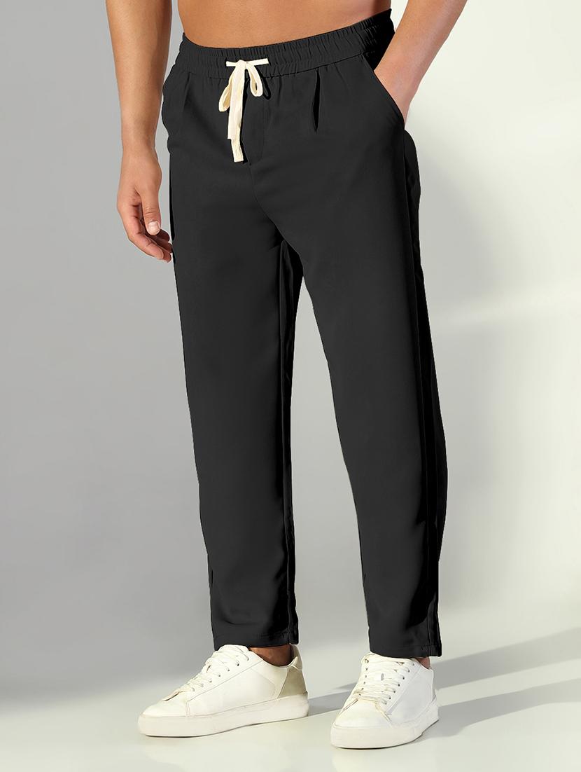 men solid low rise relaxed fit casual trouser - 21933723 - Standard Image - 2