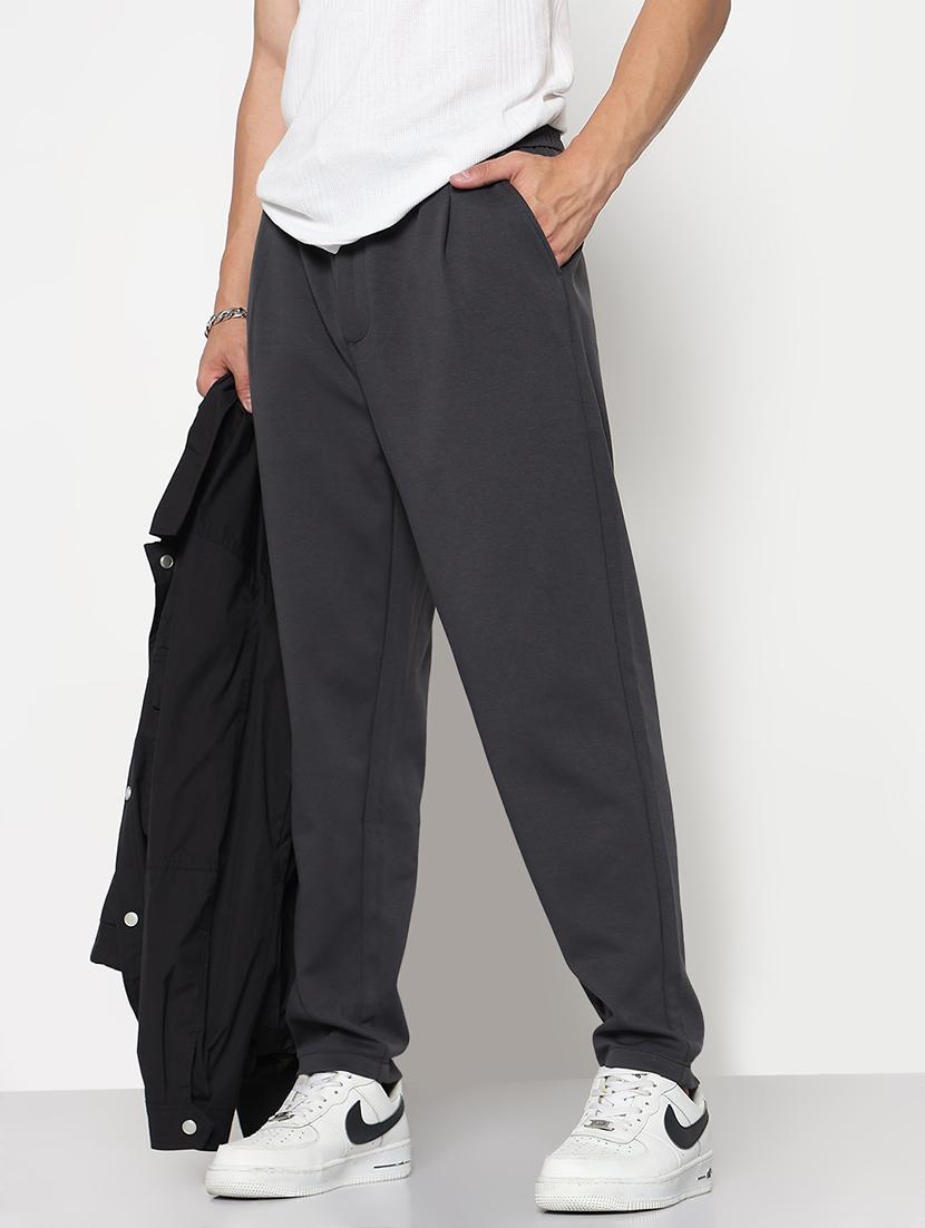 men grey solid full length track pant - 21933741 -  Zoom Image - 0