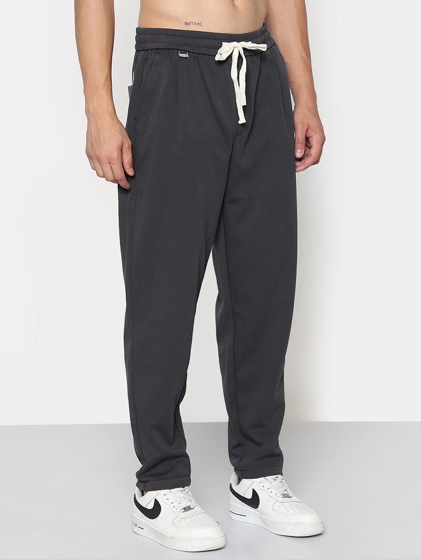 men grey solid full length track pant - 21933741 - Standard Image - 2