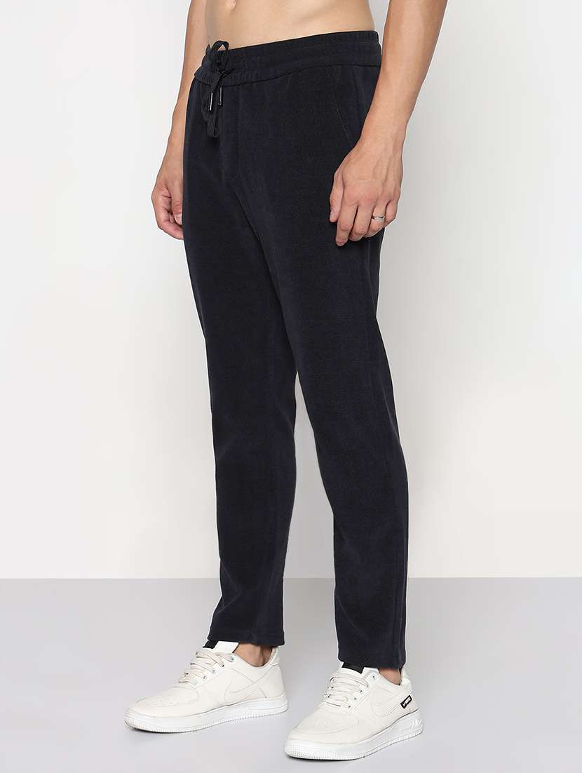 men black solid mid rise full length track pant - 21933742 -  Standard Image - 2