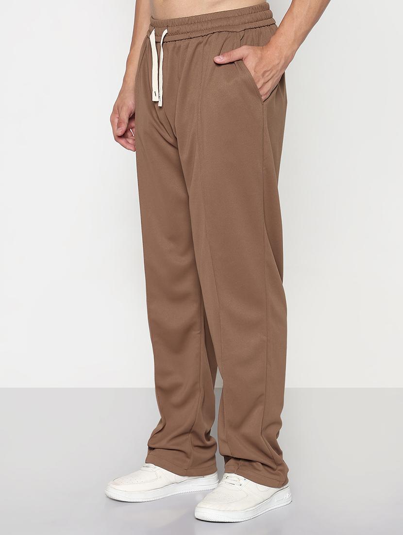men brown solid relaxed fit full length track pant - 21933744 - Standard Image - 2
