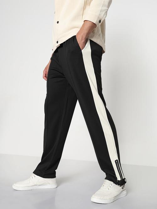 men black side taped low rise full length track pant - 21933747 - Standard Image - 0