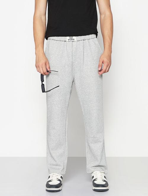 men grey solid low rise full length track pant - 21933748 -  Standard Image - 0