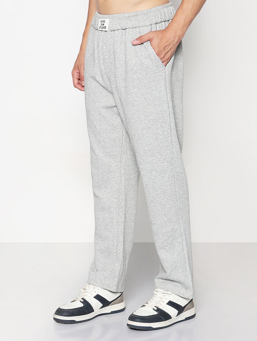 men grey solid low rise full length track pant - 21933748 - Standard Image - 2
