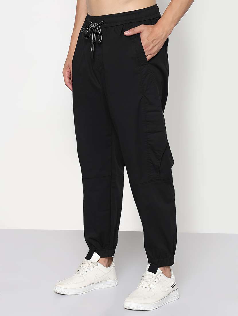 men black solid mid rise joggers cargo - 21933751 -  Standard Image - 2