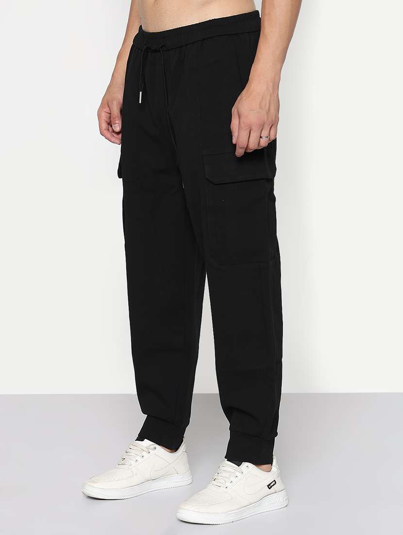 men black solid low rise jogger cargo - 21933753 -  Standard Image - 2