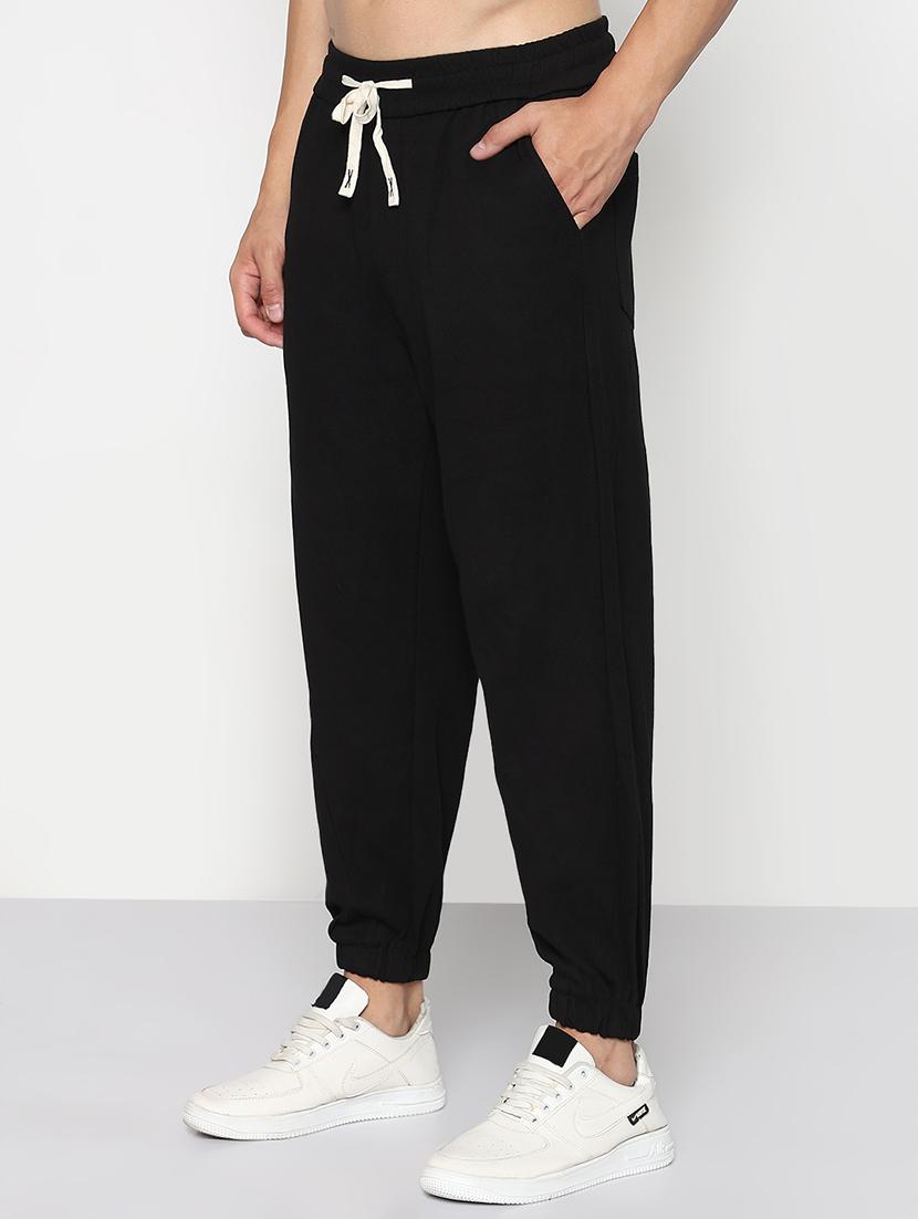 men black solid low rise regular fit jogger - 21933758 - Standard Image - 2