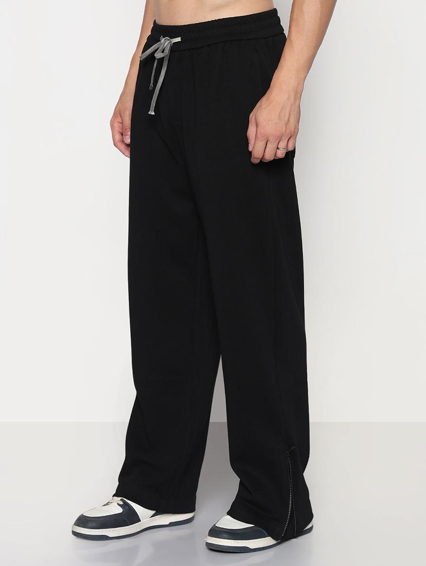 men black solid low rise full length track pant - 21933765 - Standard Image - 2