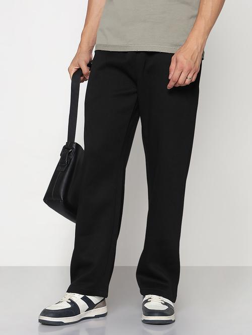 men black solid low rise full length track pant - 21933766 -  Standard Image - 0