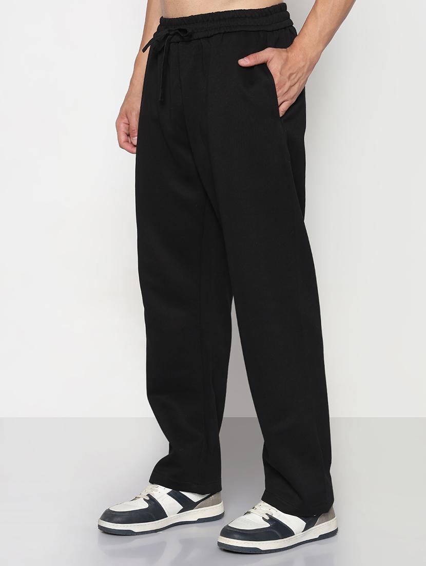 men black solid low rise full length track pant - 21933766 - Standard Image - 2