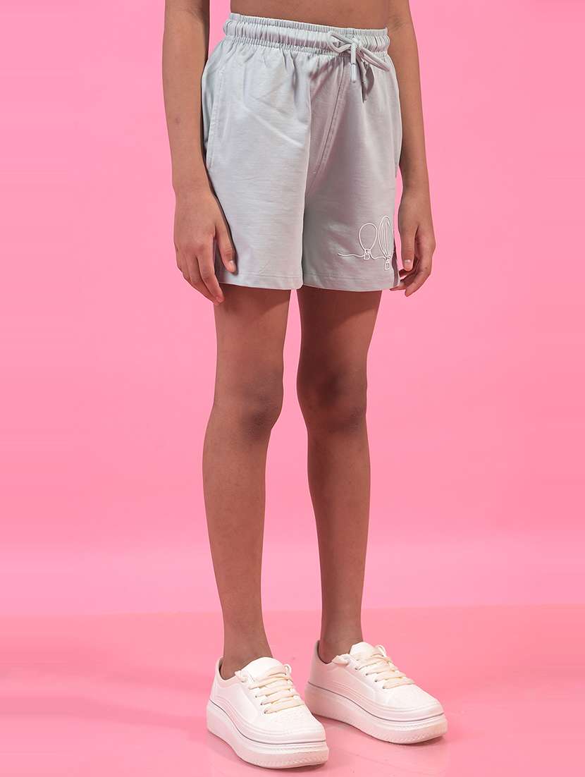 girls solid mid rise regular fit shorts - 21933775 -  Standard Image - 2