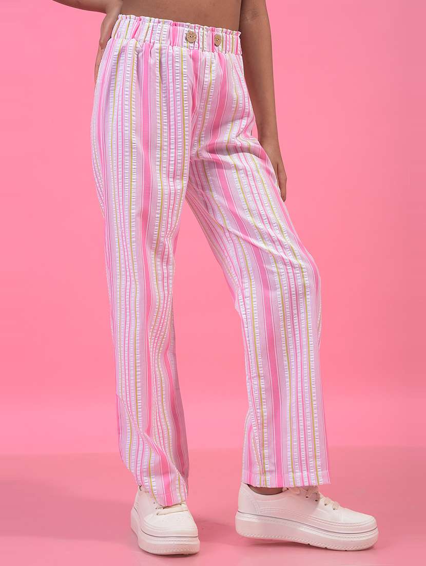 girls striped mid rise casual trouser - 21933783 -  Standard Image - 2