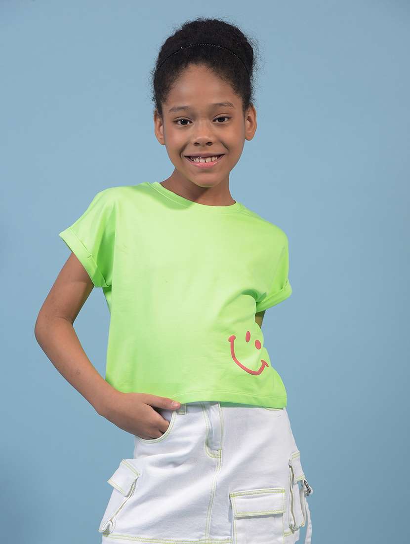 girls printed round neck t-shirt