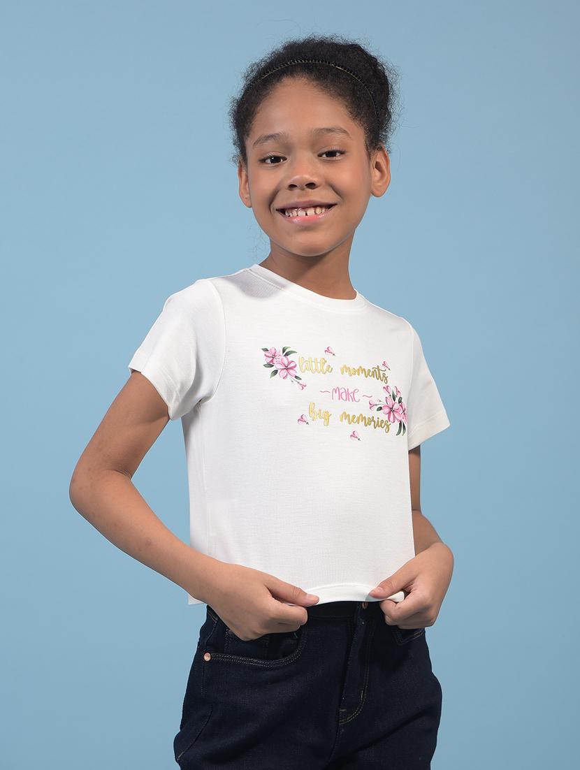 girls printed round neck t-shirt - 21933795 - Standard Image - 2