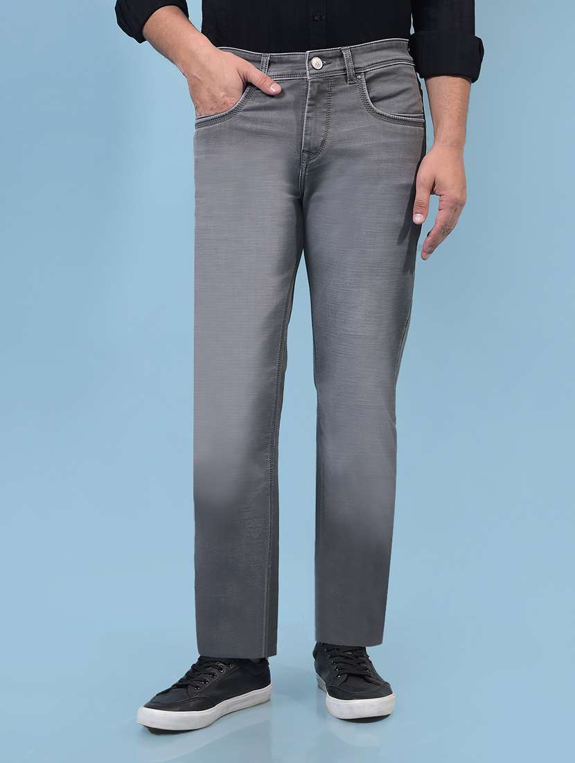 men solid mid rise straight fit jean