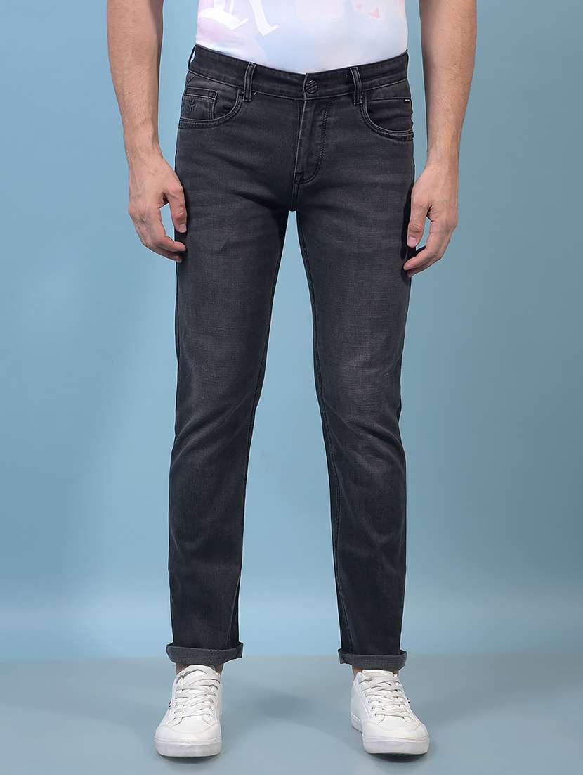 men solid mid rise slim fit jean