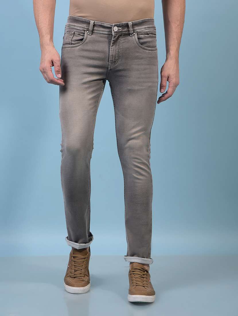 men grey mid rise full length jeans - 21933812 -  Zoom Image - 0