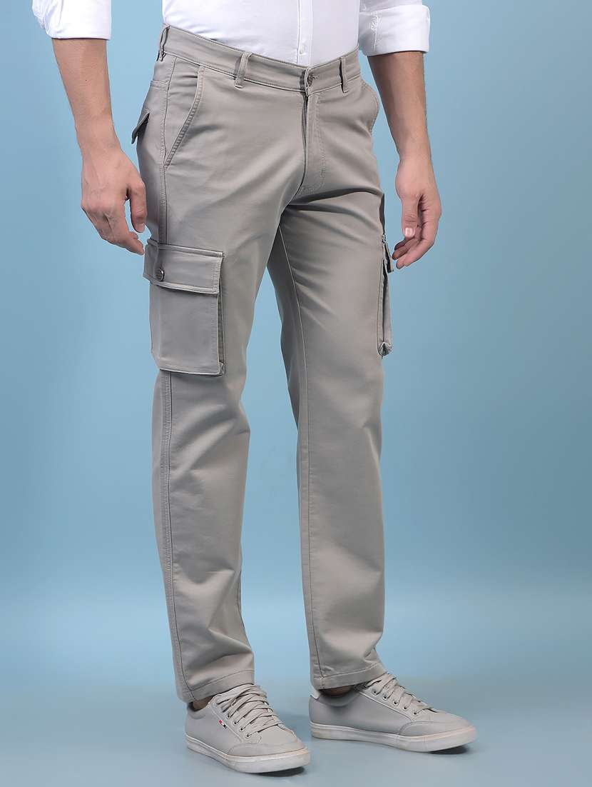 men's solid mid rise casual cargo pant - 21933816 -  Standard Image - 2