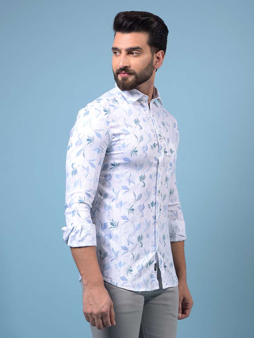 men printed long sleeve slim fit casual shirt - 21933834 -  Standard Image - 2