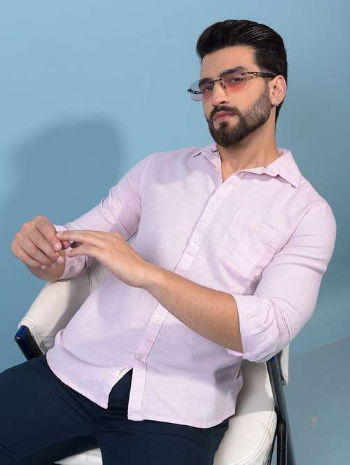 men solid long sleeve slim fit casual shirt - 21933835 - Standard Image - 0