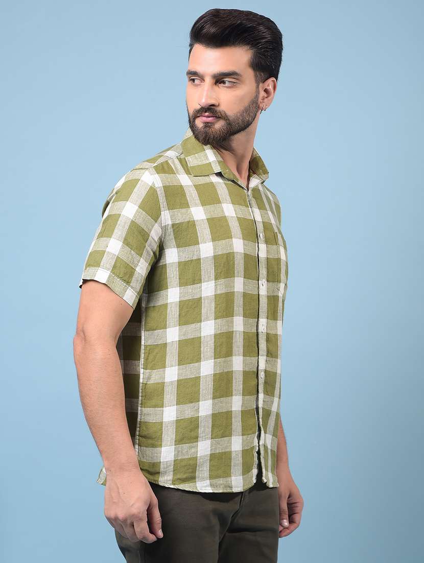men checkered short sleeve slim fit casual shirt - 21933841 -  Standard Image - 2