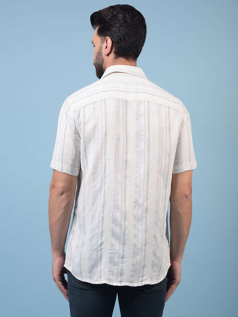 men striped short sleeve regular fit casual shirt - 21933861 -  Standard Image - 2
