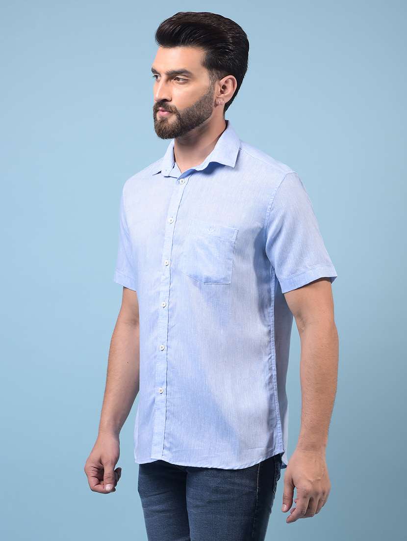 men solid short sleeve slim fit casual shirt - 21933865 -  Standard Image - 2