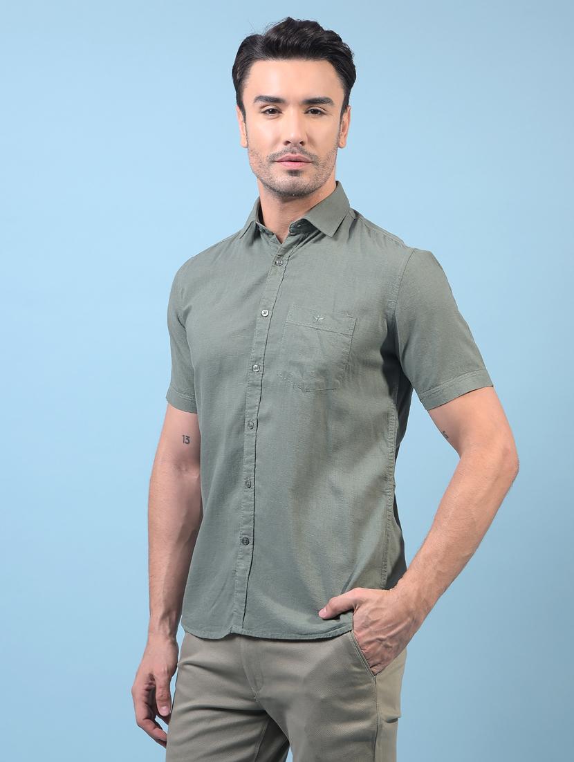 men solid short sleeve slim fit casual shirt - 21933882 - Standard Image - 2